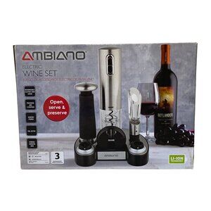 Ambiano Corkscrew Aerator Electric Wine Set New Stoppers NIB gift